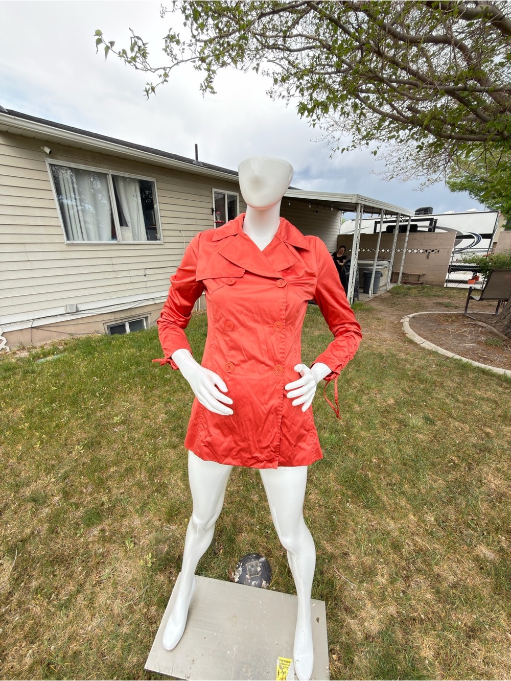 Women’s Red Double-Breasted Lightweight Trench Coat